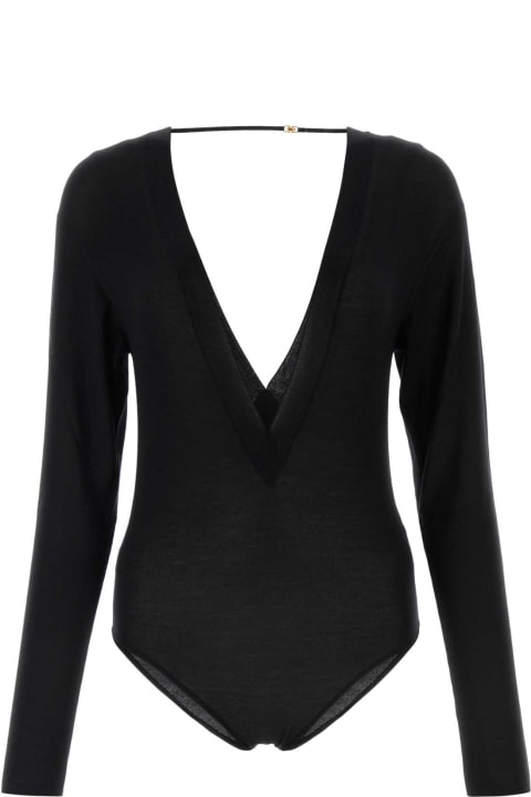 Topwear for Women Saint Laurent Black Wool Blend Bodysuit