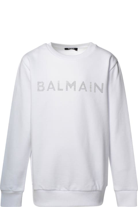 Balmain for Kids Balmain Logo Embellished Crewneck Sweatshirt