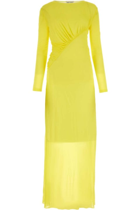 ウィメンズ新着アイテム Saint Laurent Yellow Crepe Long Dress