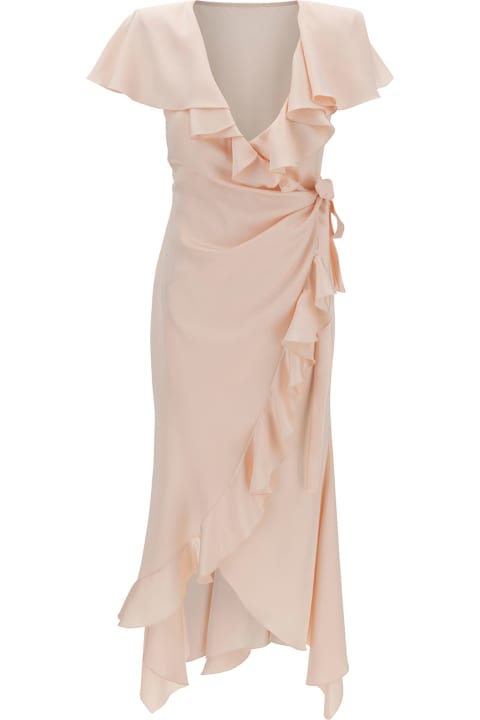 Fashion for Women Philosophy di Lorenzo Serafini Longuette Pink Wrap-dress With Ruche In Satin Woman Philosophy di Lorenzo Serafini