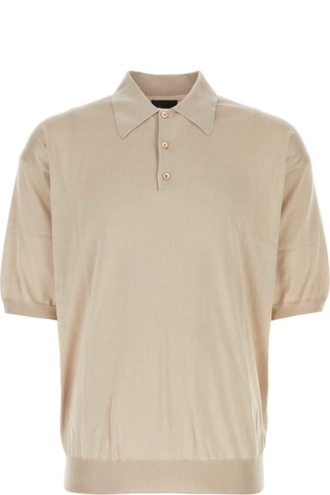 Sale for Men Prada Sand Silk Polo Shirt