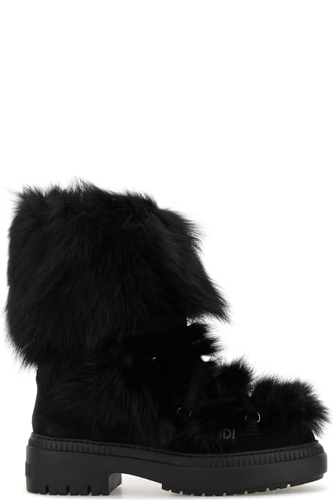 Homeware Fendi Black Fur And Suede Apres Chic Boots