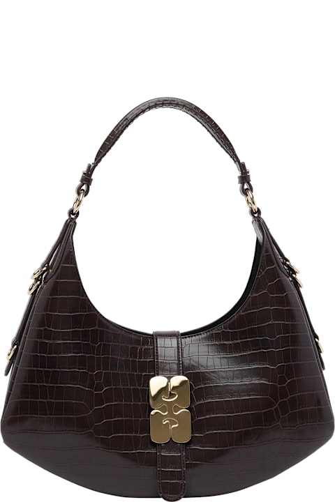 Ganni Small Croco Kat Shoulder Bag