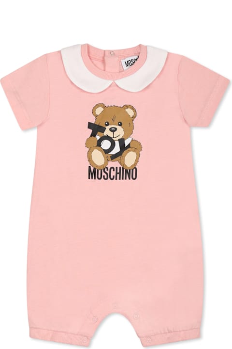 Homeware Moschino Pink Romper For Baby Girl With Teddy Bear