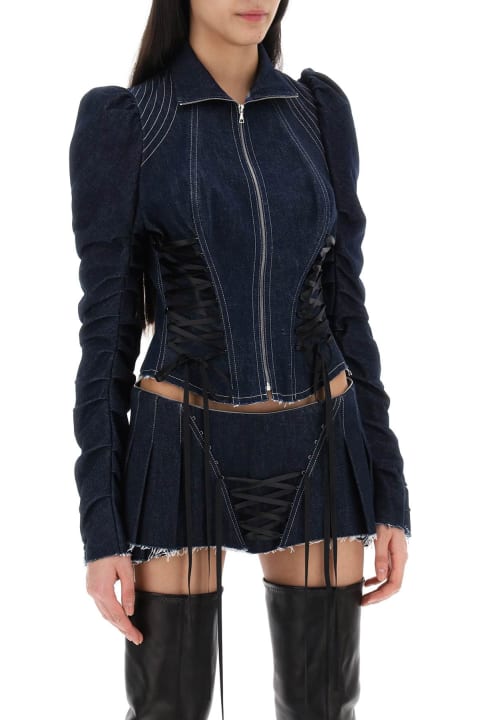 Dilara Findikoglu Clothing for Women Dilara Findikoglu Denim Jacket With Corset Detailing