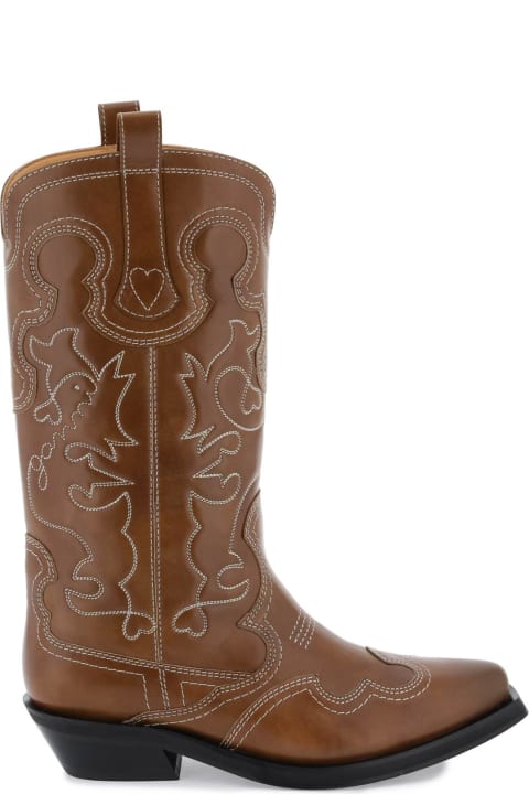 Shoes for Women Ganni Embroidered Western Boots