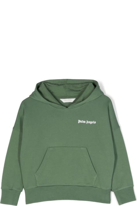 Topwear for Boys Palm Angels Green Hoodie With Logo