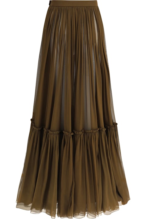 Skirts for Women Saint Laurent Flounced Long Skirt
