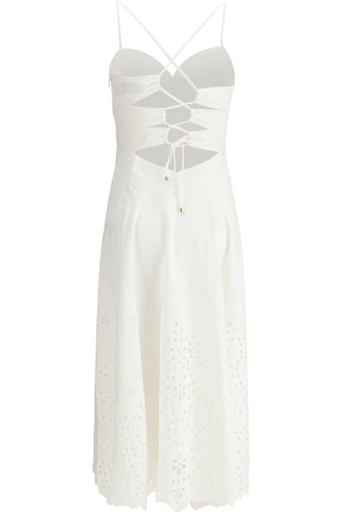 self-portrait Women self-portrait White Cotton Embroidered Midi Dress