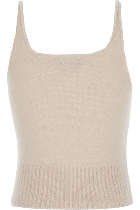 Antonelli Women Antonelli 'prosperina' Beige Top With U Neck In Wool Blend Woman