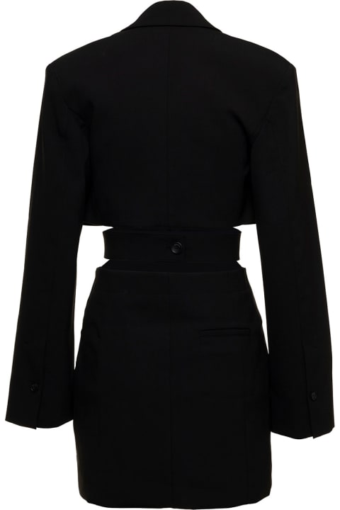 Jacquemus Coats & Jackets for Women Jacquemus 'le Robe Bari' Black Blazer Mini Dress With Cut-out Detail In Wool Woman Jacquemus