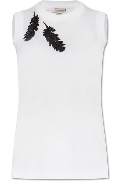 Alexander McQueen Topwear for Women Alexander McQueen Feather Embellished Tank Top