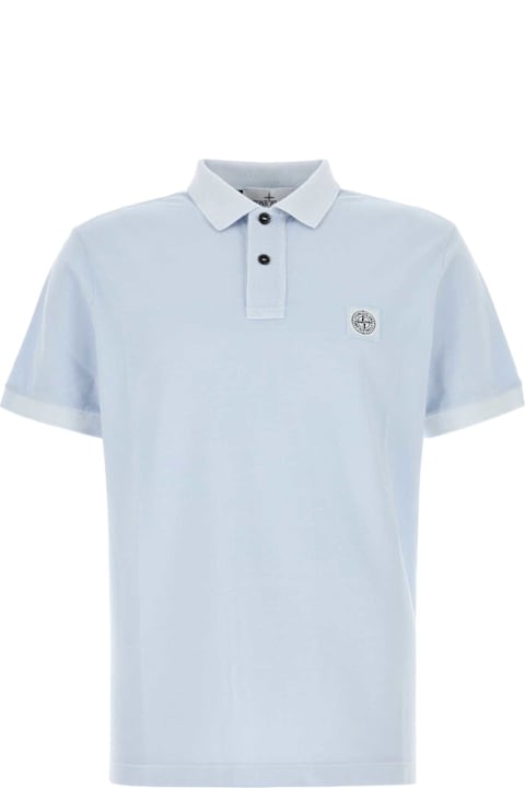 Stone Island for Men Stone Island Pastel Light Blue Piquet Polo Shirt