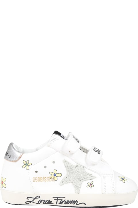 White Baby School Sneakers For Girl With Star
