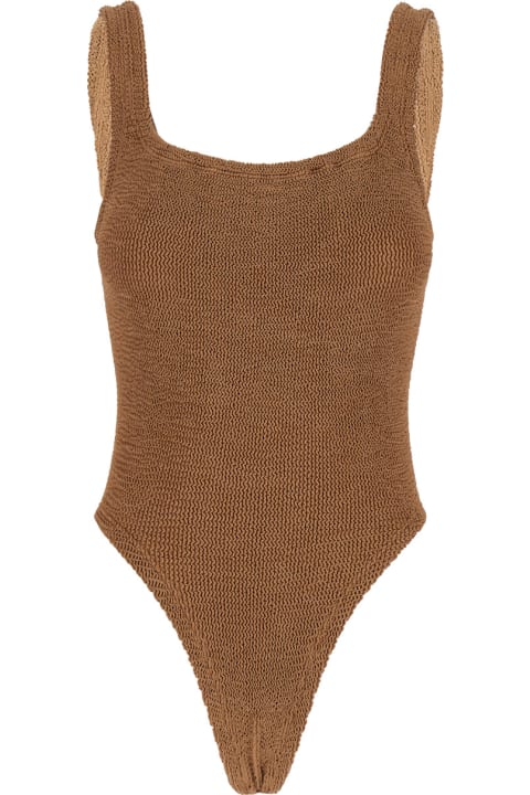 Fashion for Women Hunza G Brown One-piece Swimsuit With Squared Neckline In Ribbed Stretch Polyamide Woman