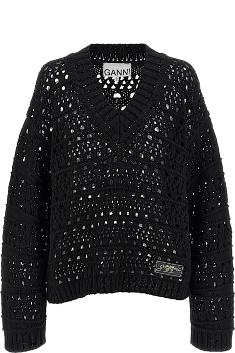 Homeware Ganni 'black Crochet V-neck' Sweater