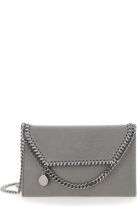 Stella McCartney Clutches for Women Stella McCartney 'mini Falabella' Grey Crossbody Bag With Logo Charm In Eco Leather Woman