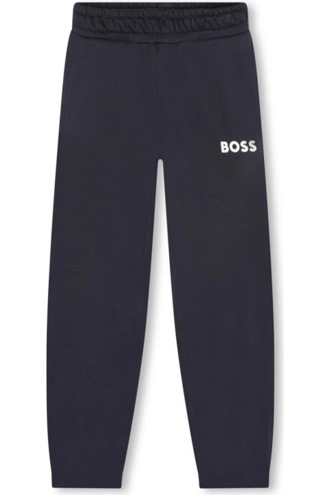 Bottoms for Boys Hugo Boss Hugo Boss Pantaloni Blu Navy In Felpa Di Cotone Bambino