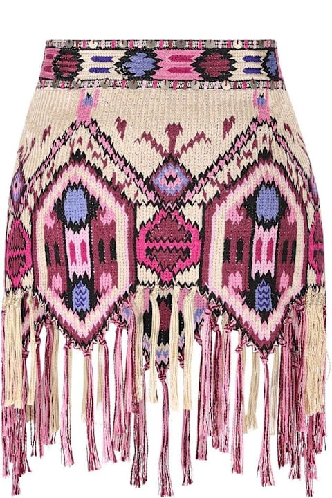 ウィメンズ Isabel Marantのスカート Isabel Marant Yolana Fringed Embroidered Mini Skirt