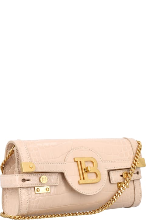 Balmain Clutches for Women Balmain B-buzz 23 Croc-embossed Leather Clutch