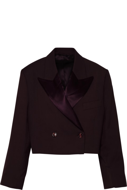 Acne Studios for Women Acne Studios Burgundy Wool Blend Blazer