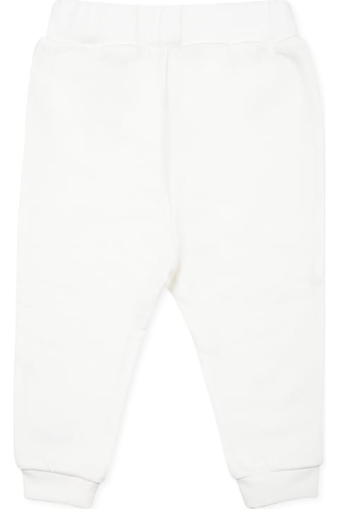 Fendi Bottoms for Baby Girls Fendi White Trousers For Babykids With Lgoo