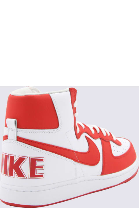 メンズ シューズ Comme des Garçons White And Red Leather Sneakers