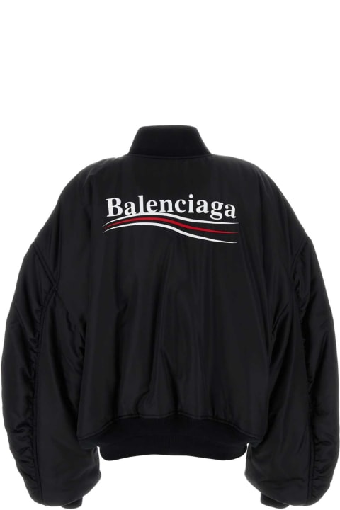 Balenciaga Clothing for Men Balenciaga Black Nylon Padded Bomber Jacket