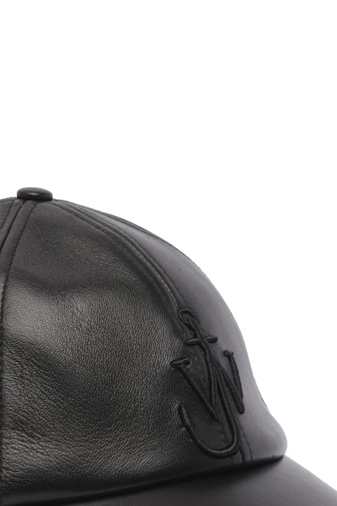 Hats for Men J.W. Anderson Logo Leather Baseball Cap