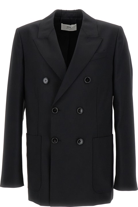 Ami Alexandre Mattiussi Coats & Jackets for Men Ami Alexandre Mattiussi Black Double Breasted Blazer With Buttons In Wool Man