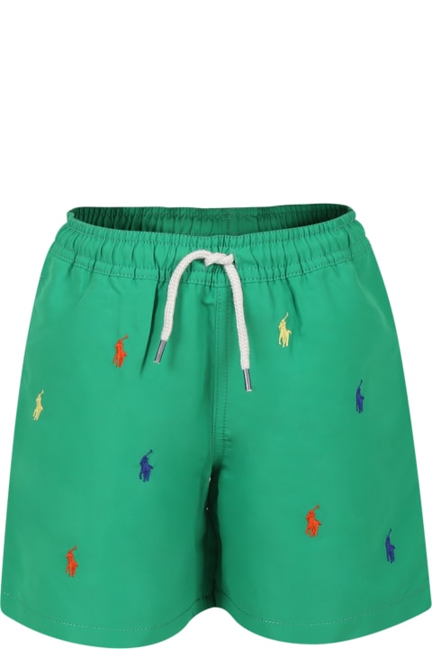 Swimwear for Boys Ralph Lauren Green Swimsuit For Boy With Pony