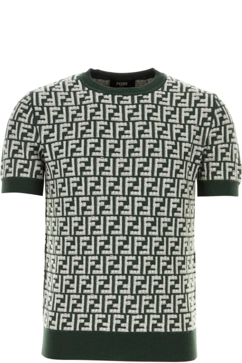 Fendi Sweaters for Men Fendi Embroidered Wool Sweater