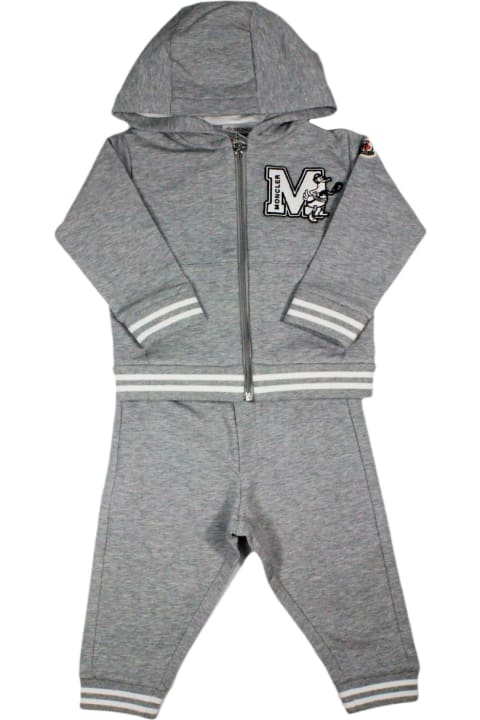 Bodysuits & Sets for Baby Girls Moncler Set Consisting Of Hooded Sweatshirt With Zip Closure And Stretch Cotton Fleece Trousers And Front Logo. Two-tone Pattern