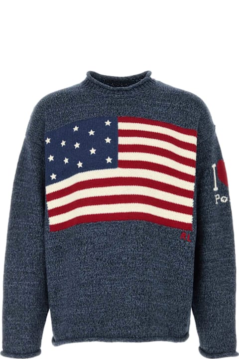 Polo Ralph Lauren for Kids Polo Ralph Lauren Melange Blue Cotton Oversize Sweater