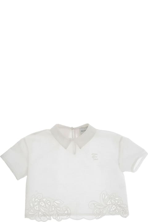 Topwear for Girls Ermanno Scervino Junior White Top With Embroidery