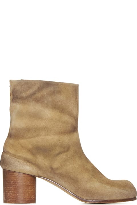 Shoes for Women Maison Margiela Tabi Ankle Boots In Camel Suede