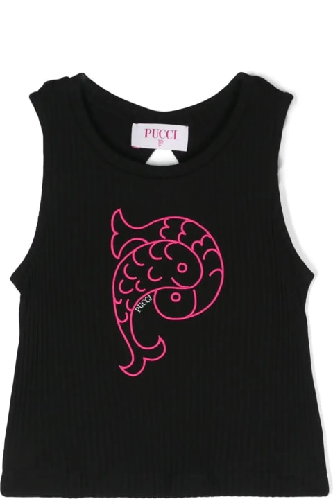 Fashion for Women Pucci Black Ribbed Tank Top With Fish Motif