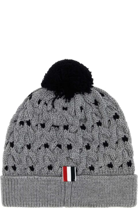 Hi-Tech Accessories for Men Thom Browne Grey Wool Beanie Hat