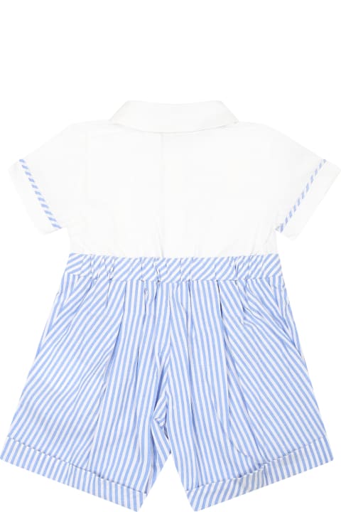 Monnalisa Bodysuits & Sets for Baby Girls Monnalisa Light Blue Romper For Baby Boy With Bow Tie