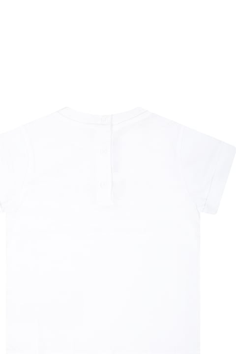 Topwear for Baby Girls Balmain White T-shirt For Baby Girl With Logo