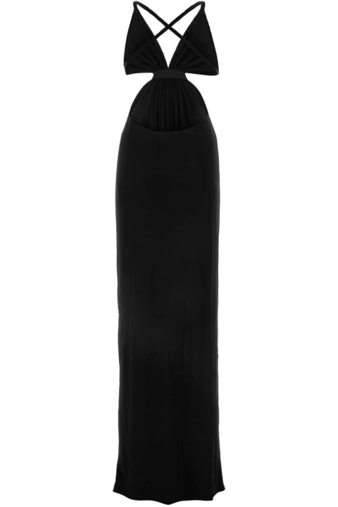 Dresses for Women Saint Laurent Black Crepe Long Dress