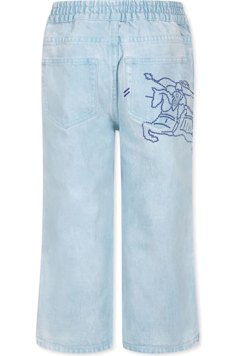 Burberry Bottoms for Girls Burberry Light Blue Jeans For Girl With Equestrian Knight