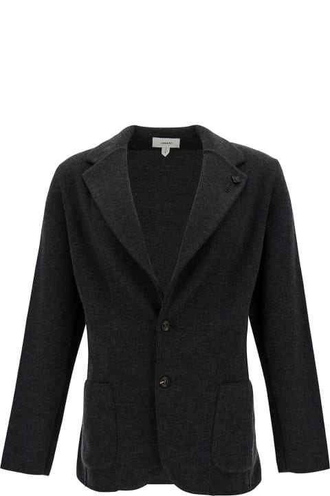Grey Jacket With Notched Revers In Wool Man