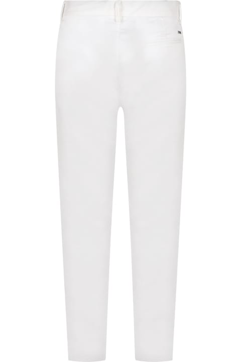 Emporio Armani Bottoms for Boys Emporio Armani White Trousers For Boy With Logo