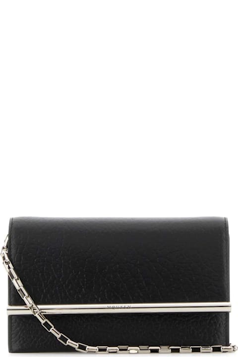 Homeware Alexander McQueen Black Leather Mini Cross-bar Clutch