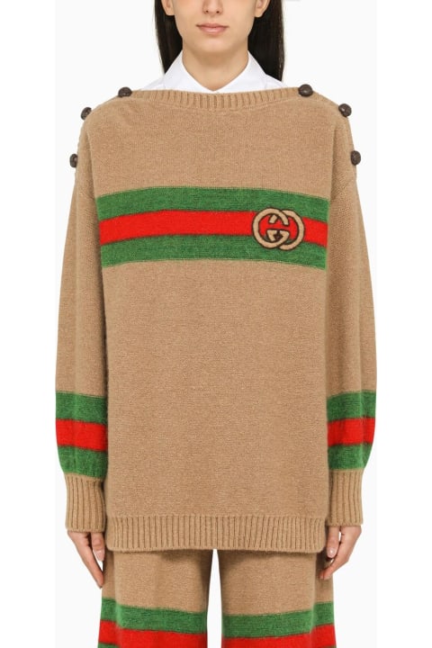Gucci Sweaters for Women Gucci Camel Wool Crew-neck Sweater