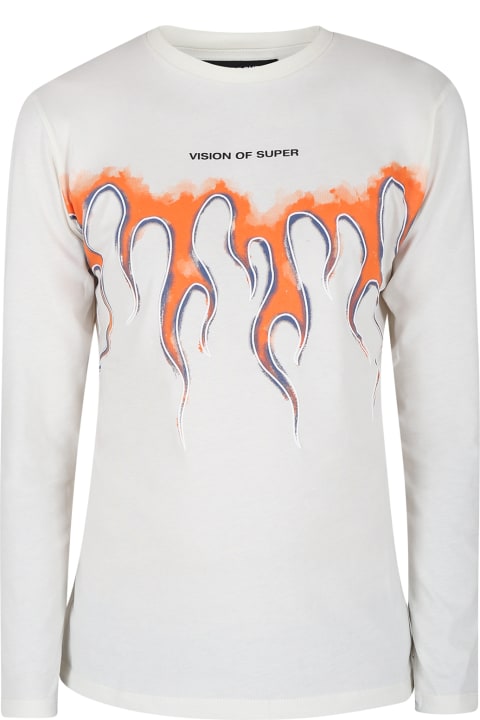 Ivory T-shirt For Boy With Flames
