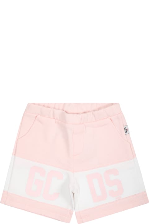 GCDS Mini Bottoms for Baby Girls GCDS Mini Pink Sports Shorts For Babies With Logo