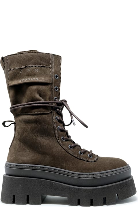 Copenhagen for Men Copenhagen Copenhagen Nabuc Chocolate Lace Up Mid Boots