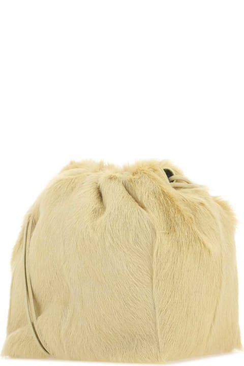Jil Sander for Women Jil Sander Cream Fur Dumpling Bucket Bag